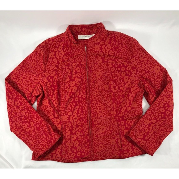 Susan Bristol Jackets & Blazers - SUSAN BRISTOL Jacket Women's Size 12 Red Orange Evening Full Zip Pockets